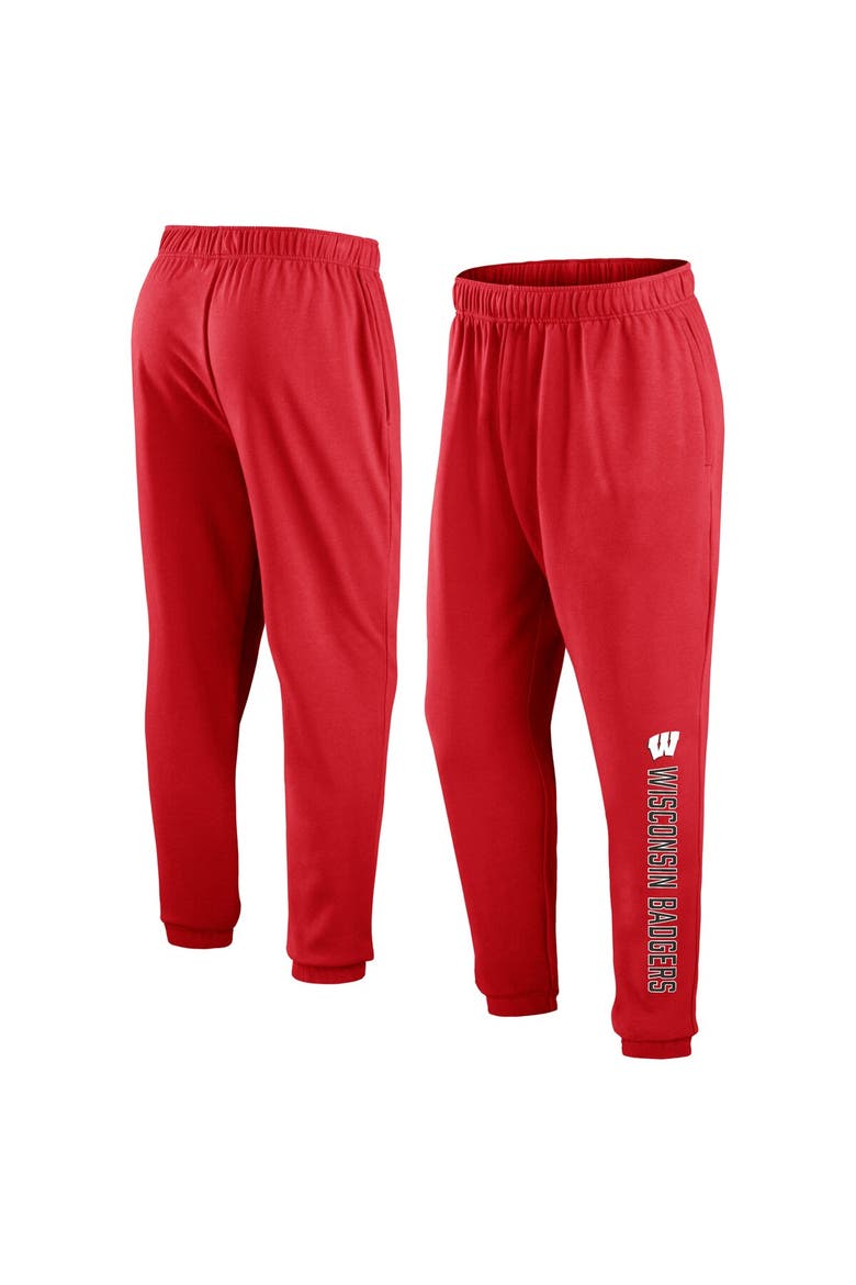 Men's Fanatics Branded Red Wisconsin Badgers Chop Block Fleece Sweatpants, Alternate, color, Red