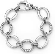 LAGOS Signature Caviar Sterling Silver Oval Fluted Link Bracelet