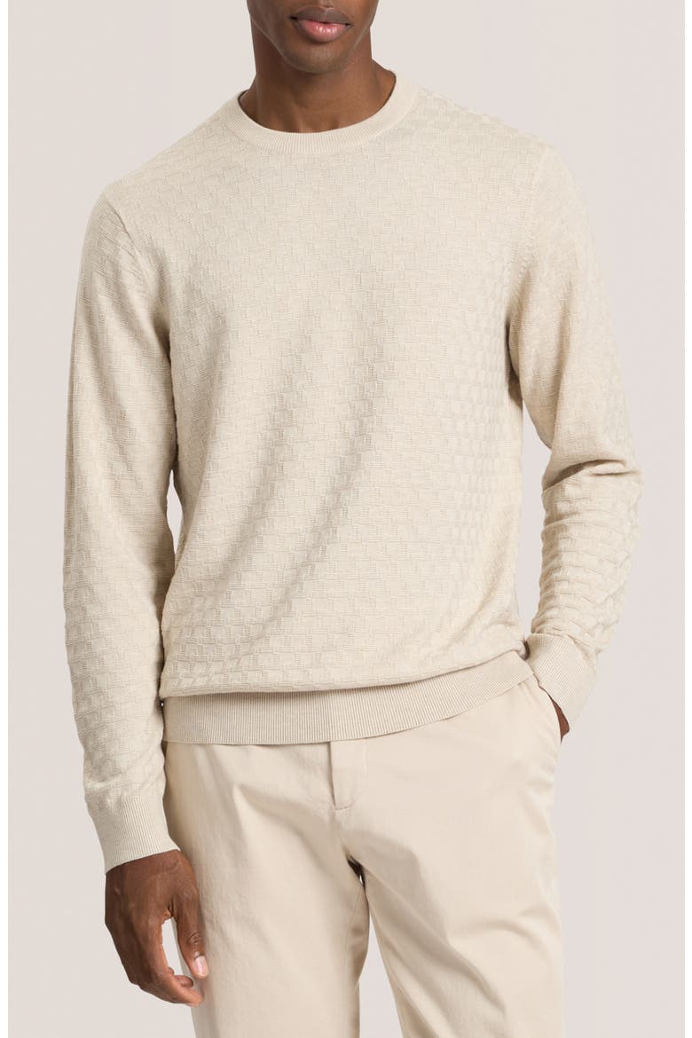 'T' Stitch Crewneck Sweater, Main, color, EGRET HEATHER