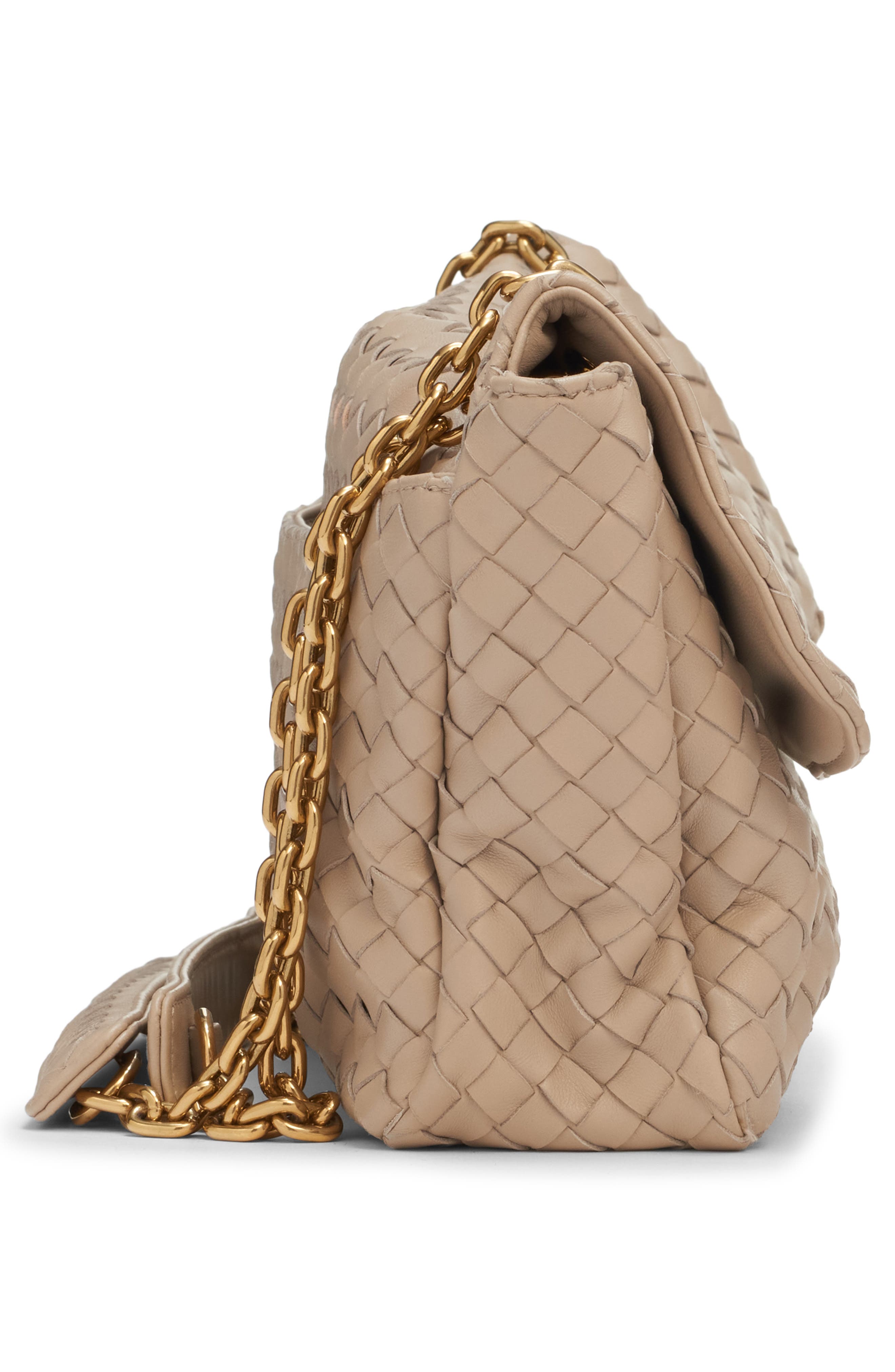 Madison Intrecciato Shoulder Bag, Alternate, color, 9614 ECRU-MUSE BRASS
