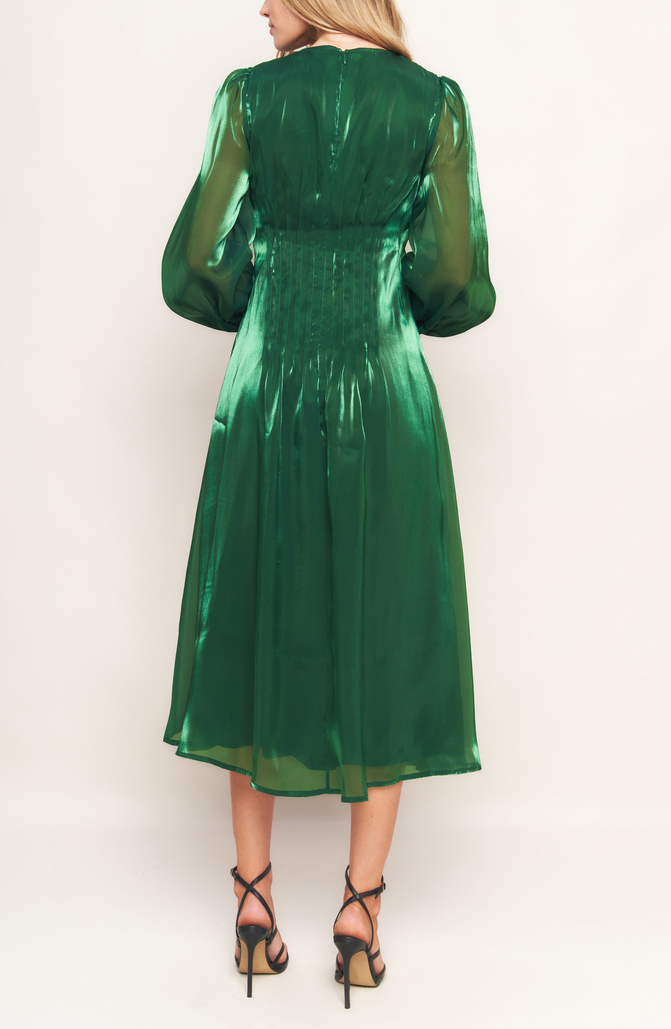 Solid Long Sleeve Midi Dress - image 2