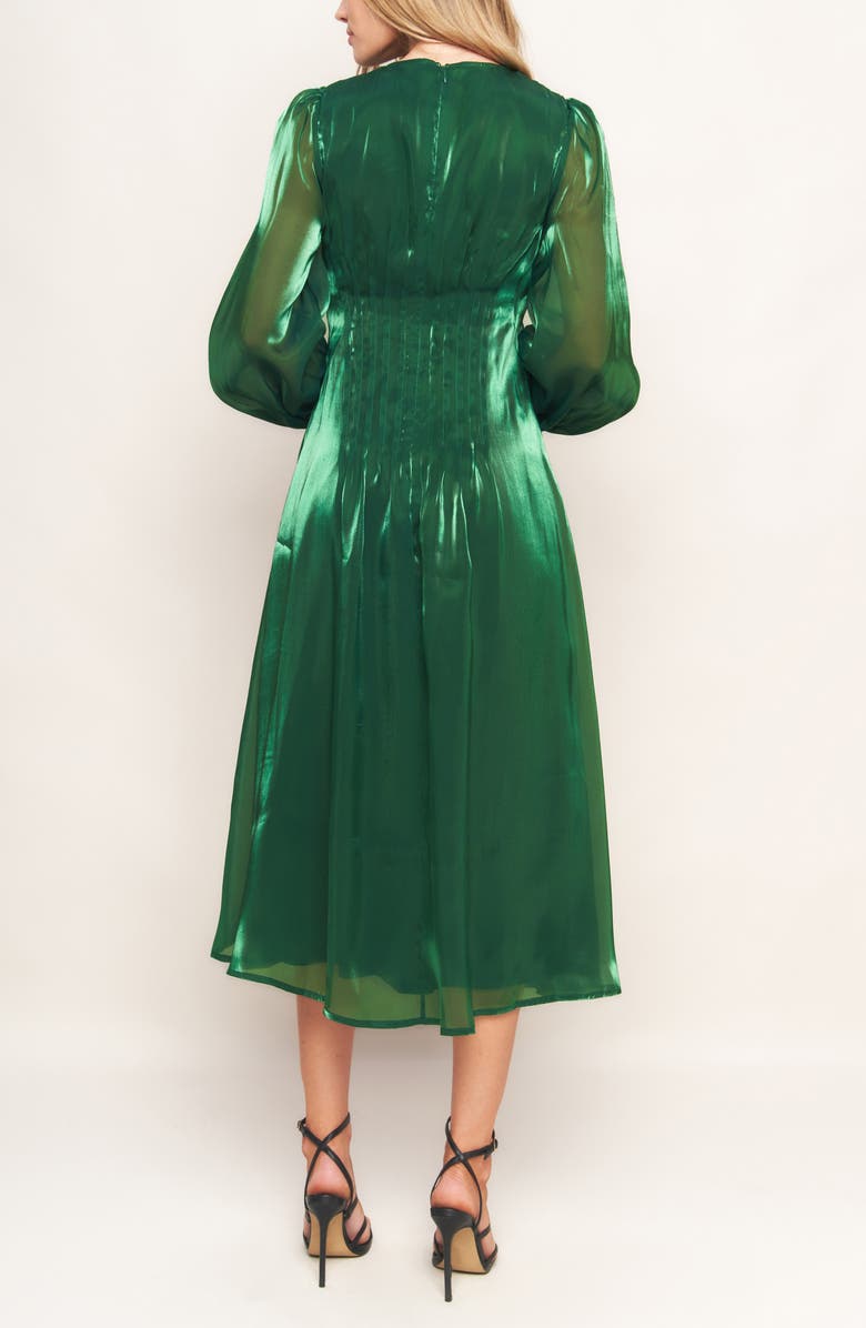 FLYING TOMATO Solid Long Sleeve Midi Dress, Alternate, color, Green