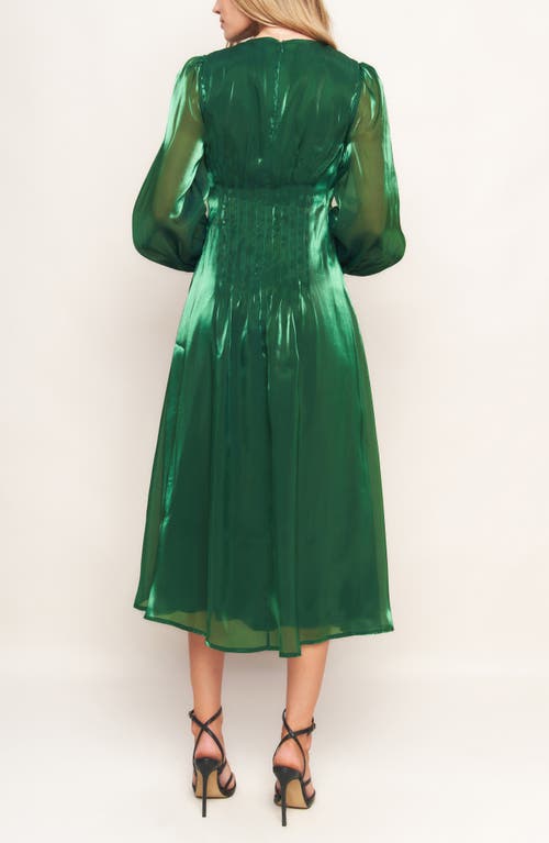 Flying Tomato Solid Long Sleeve Midi Dress In Green