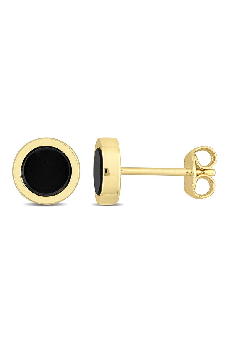 Men's Black Onyx Round Stud Earrings, Main, color, BLACK
