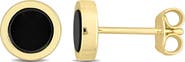 DELMAR Men's Black Onyx Round Stud Earrings