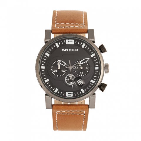 Ryker Chronograph Leather-Band Watch w/Date
