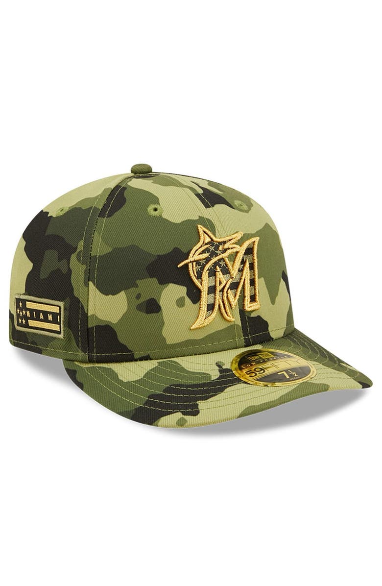 New Era Men's New Era Camo Miami Marlins 2022 Armed Forces Day On-Field Low Profile 59FIFTY, Main, color, 