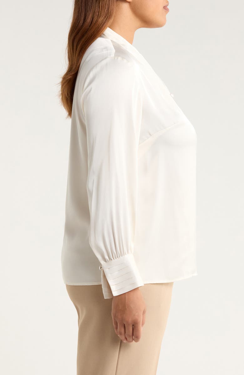 Anne Klein Pleated Top, Alternate, color, White Dove