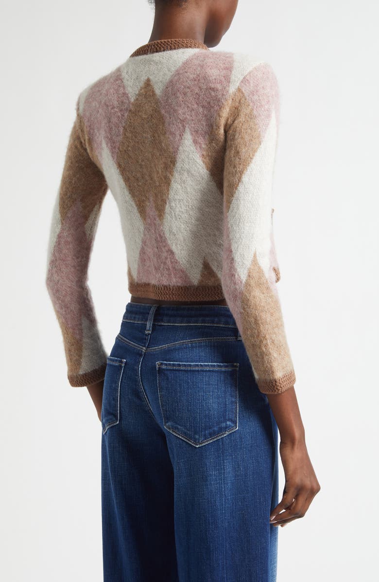 L'AGENCE Siobhan Argyle Crop Cardigan, Alternate, color, Natural/ Mauve Multi Argyle