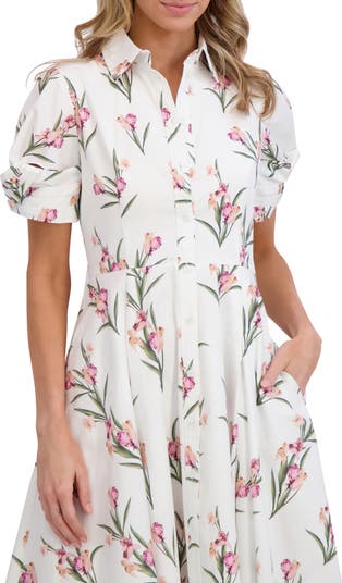 Ted Baker Floral Puff Sleeve Midi Shirtdress | Nordstrom