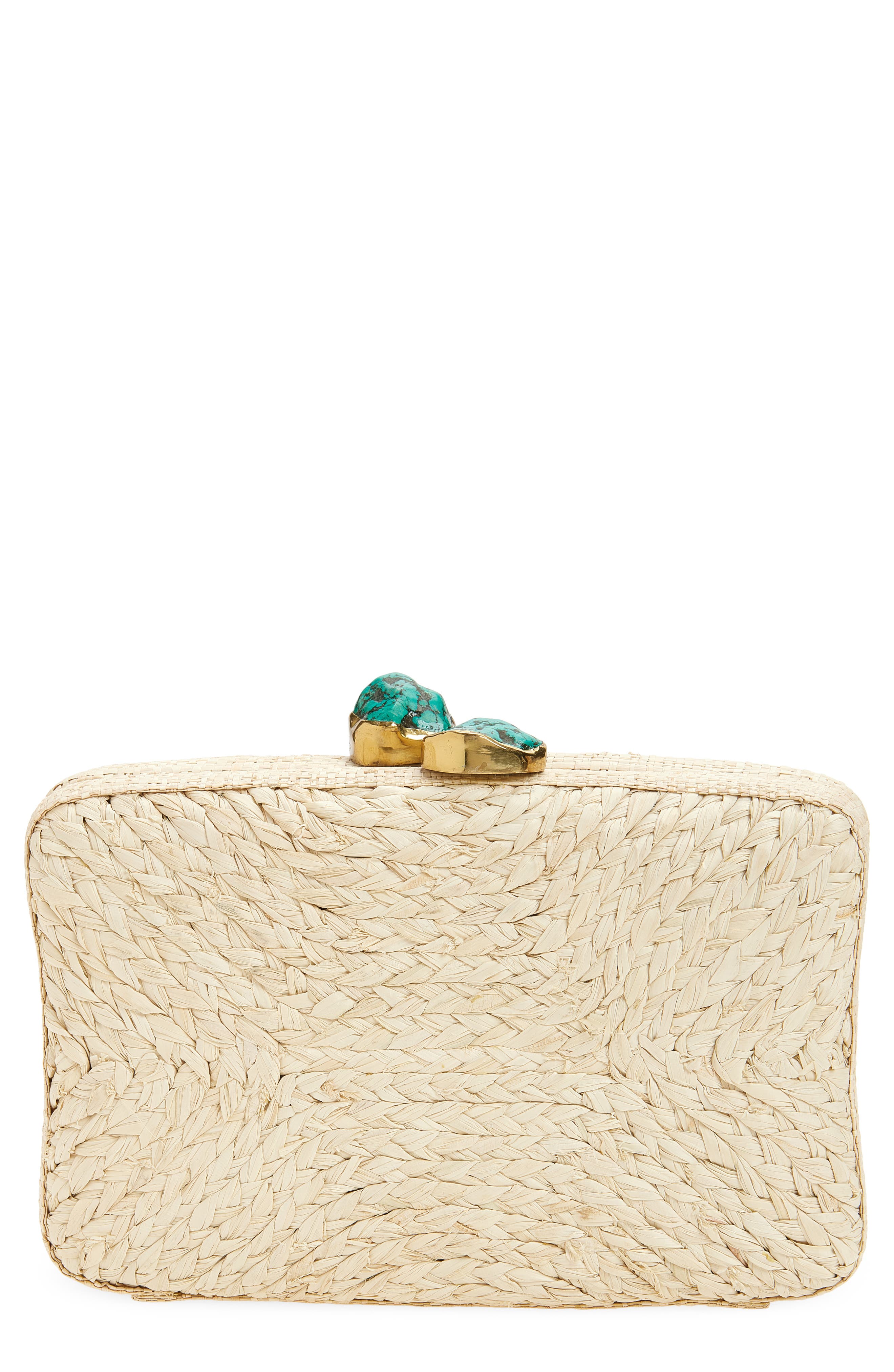 Pamela Munson The Lulu Raffia Clutch, Main, color, Natural