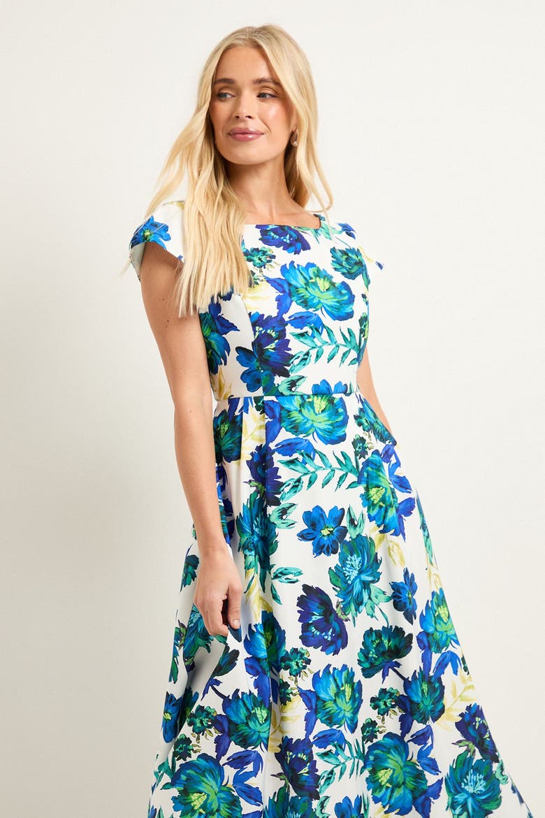 Ottoman Fit & Flare Midaxi Dress, Alternate, color, Ivory