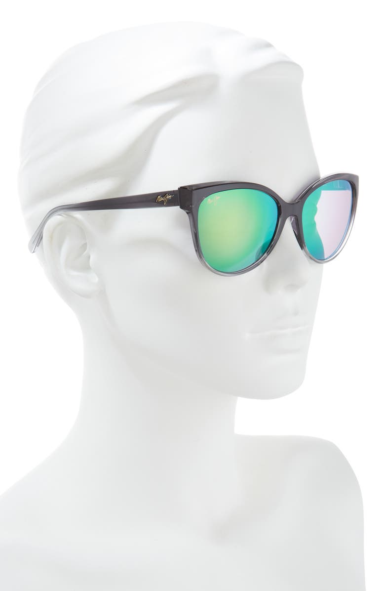 Maui Jim 57mm Polarized Cat Eye Sunglasses, Alternate, color, Grey Grey Green