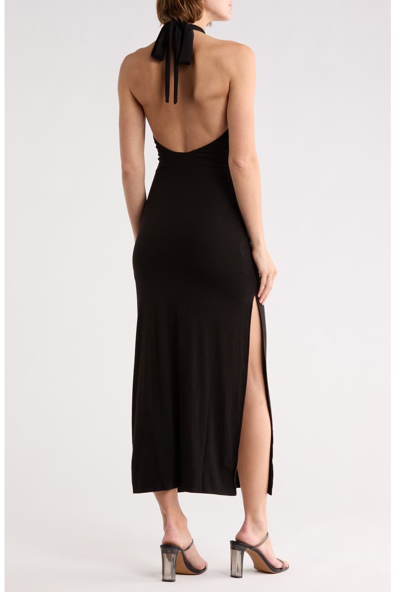 Faye Midi Halter Dress, Alternate, color, BLACK