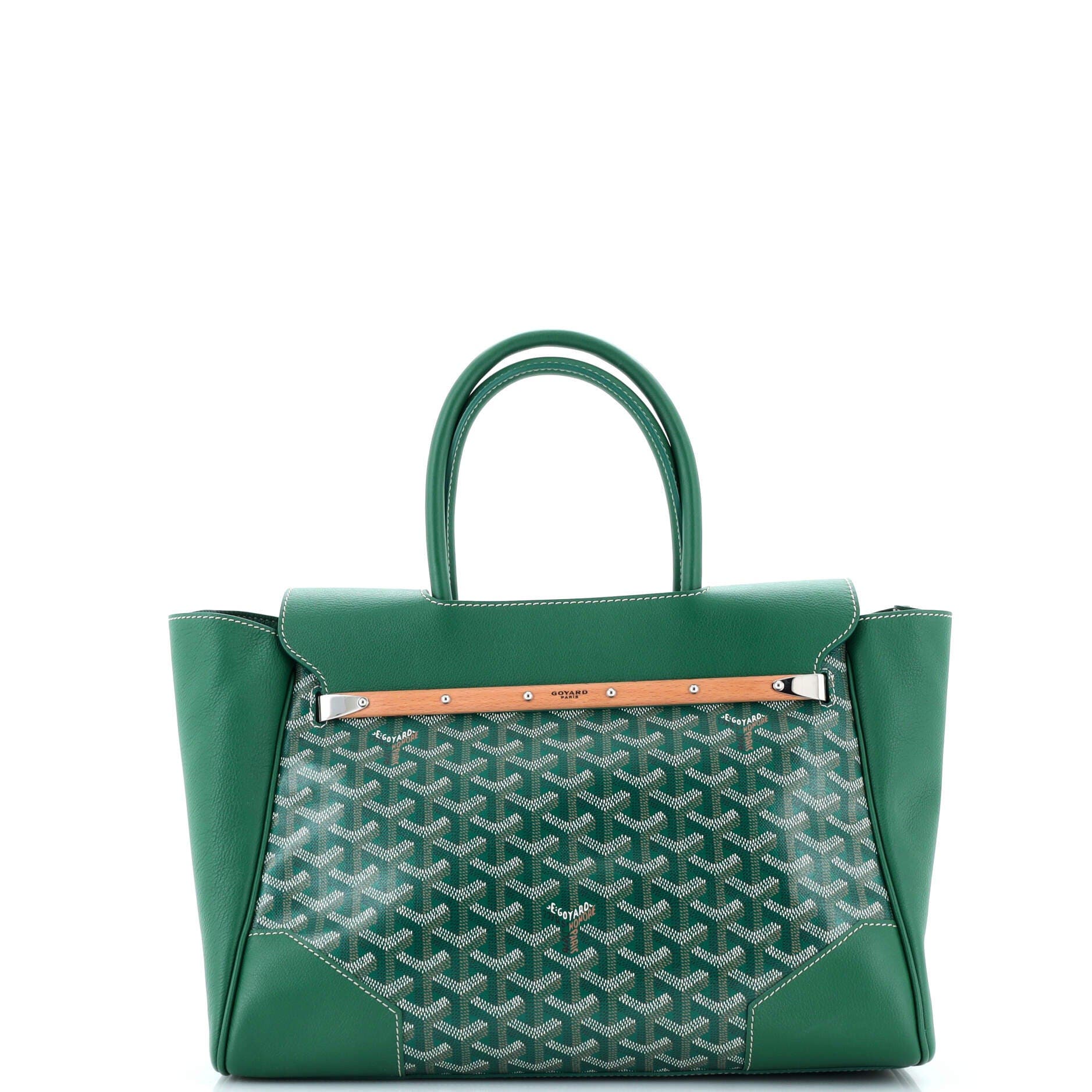 Pre-Owned Goyard Saigon Tote Bag Coated Canvas with Leather, Alternate, color, Green