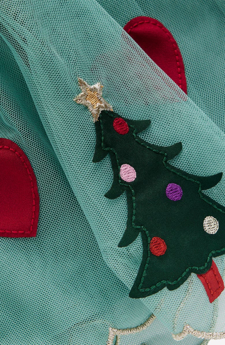 Mini Boden Kids' Christmas Appliqué Tulle Skirt, Alternate, color, Eucalyptus Christmas