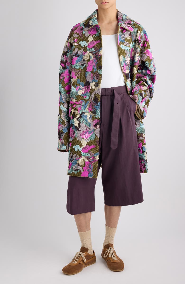 Dries Van Noten Preaches Belted Pleated Cotton, Alternate, color, Dark Purple