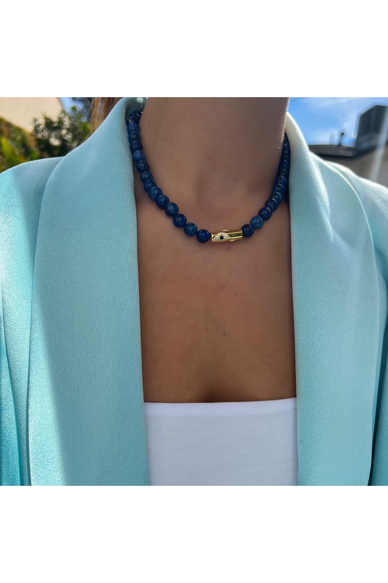 Lapis Beaded Rod Eye Necklace, Alternate, color, blue