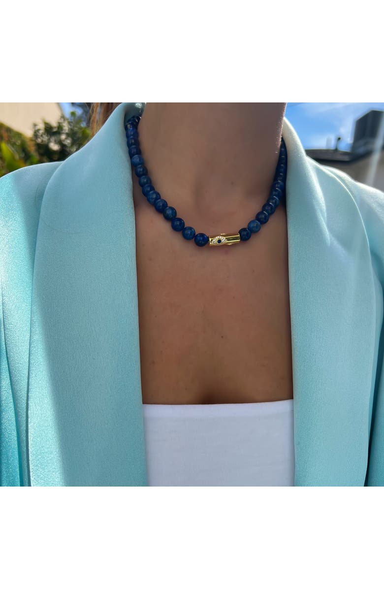 Gemma Azzurro Lapis Beaded Rod Eye Necklace, Alternate, color, Blue