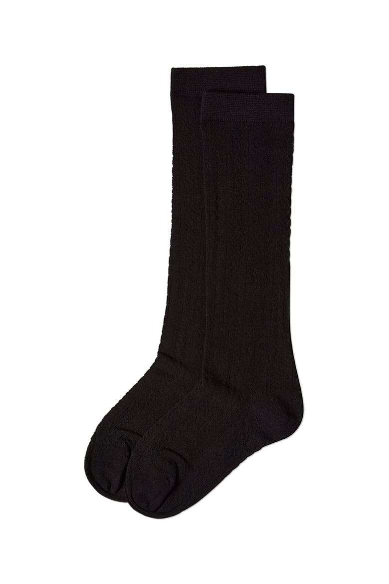 Diamond-Patterned Knee Sock, Alternate, color, Black