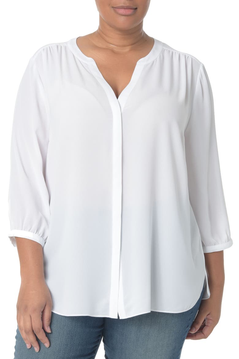 Semisheer Pintuck Blouse, Main, color, OPTIC WHITE