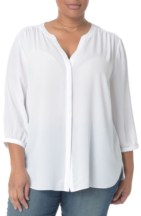 Semisheer Pintuck Blouse (Plus Size)