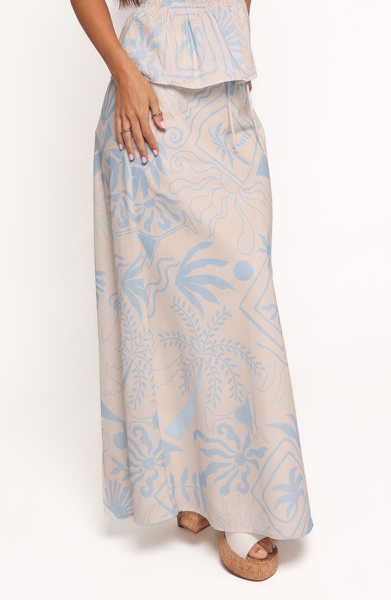 Petal & Pup Elena Mixed Print Cotton Maxi Skirt, Alternate, color, Blue Soleil