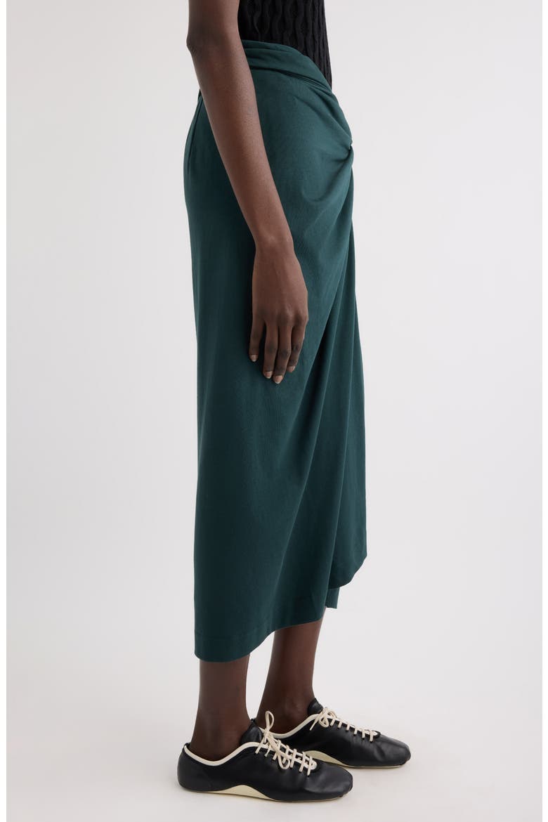 Twist Front Cotton Jersey Midi Skirt, Alternate, color, DARK GREEN
