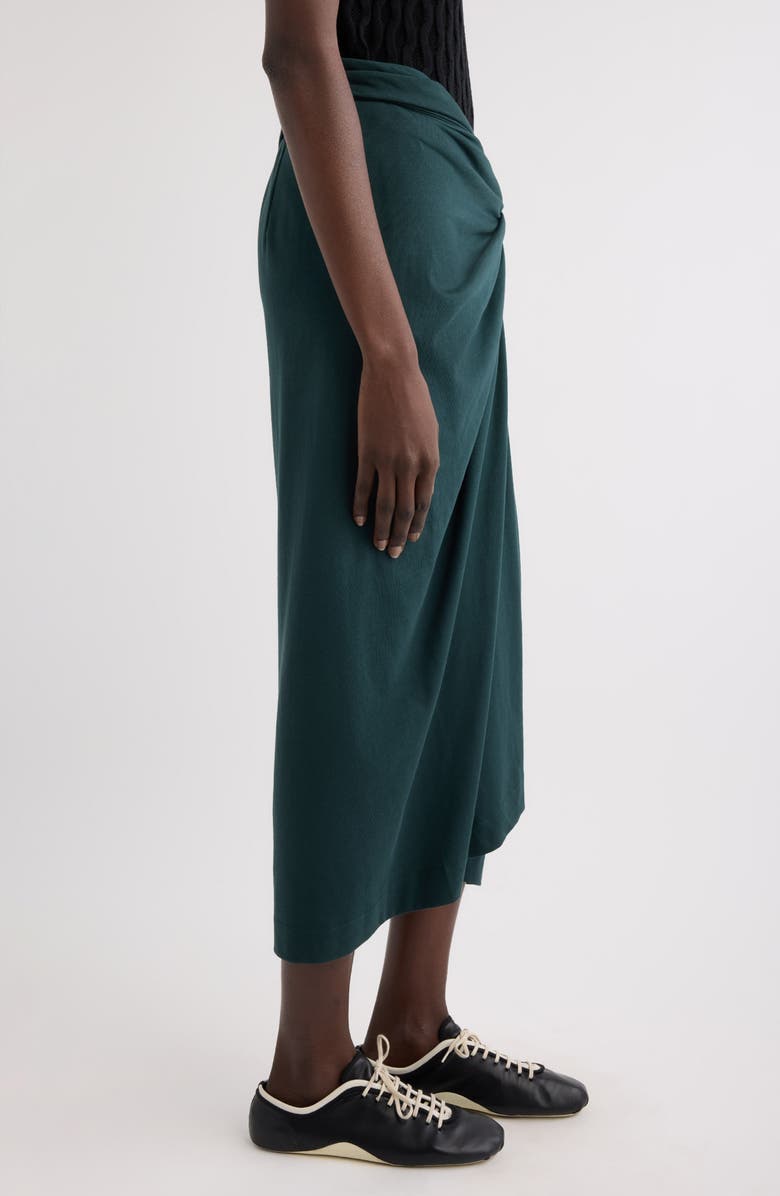 Dries Van Noten Twist Front Cotton Jersey Midi Skirt, Alternate, color, Dark Green