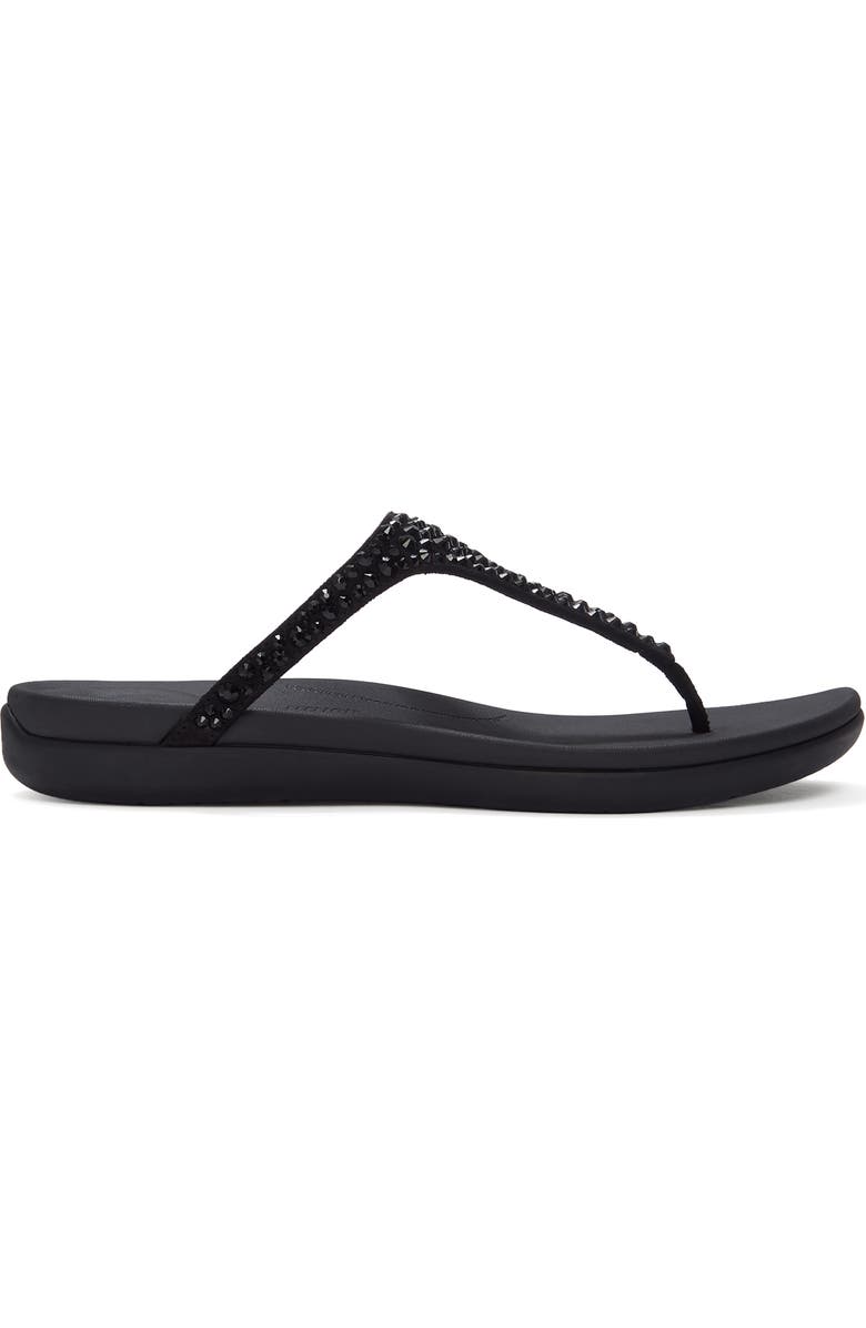 FitFlop Solay Mixed-Crystal Toe-Post Sandals, Alternate, color, Black