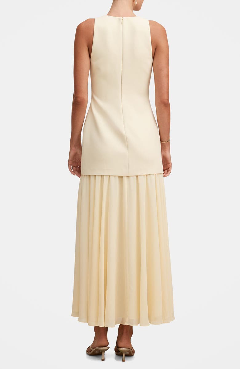 Ever New Melva Sleeveless Mixed Media Maxi Dress, Alternate, color, Almond Oil