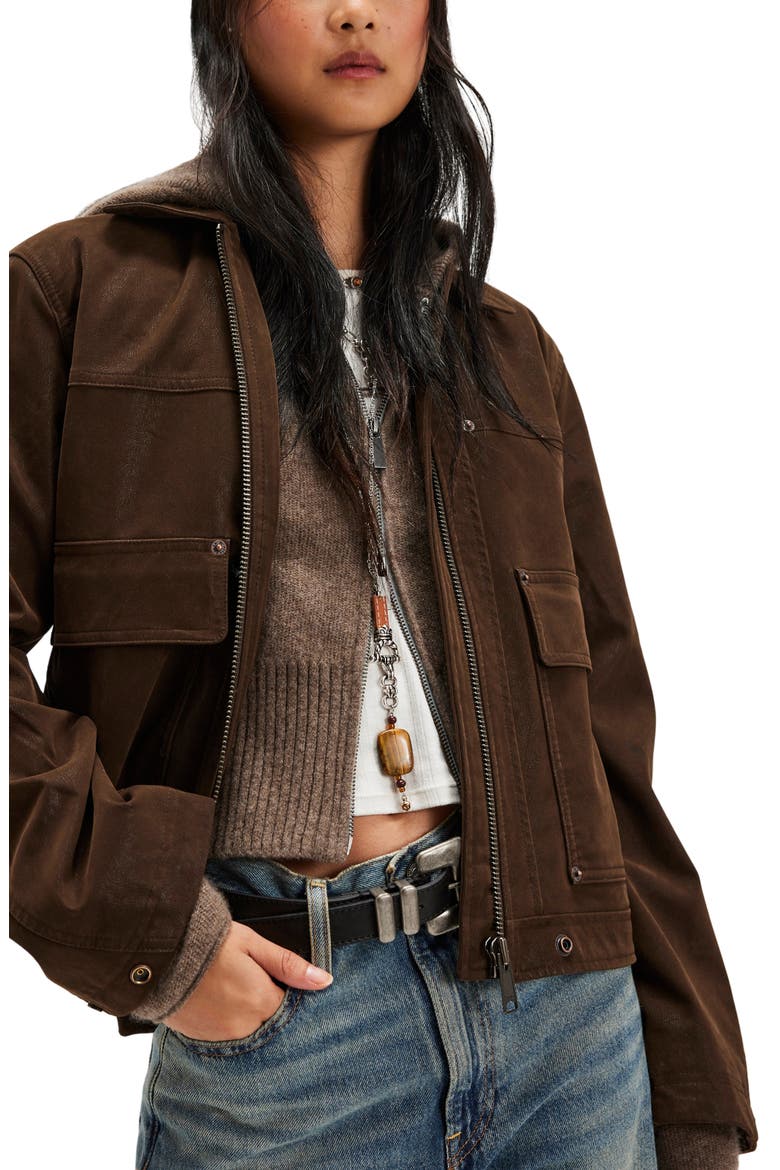 Blair Faux Suede Jacket, Alternate, color, CHOCOLATE TORTE