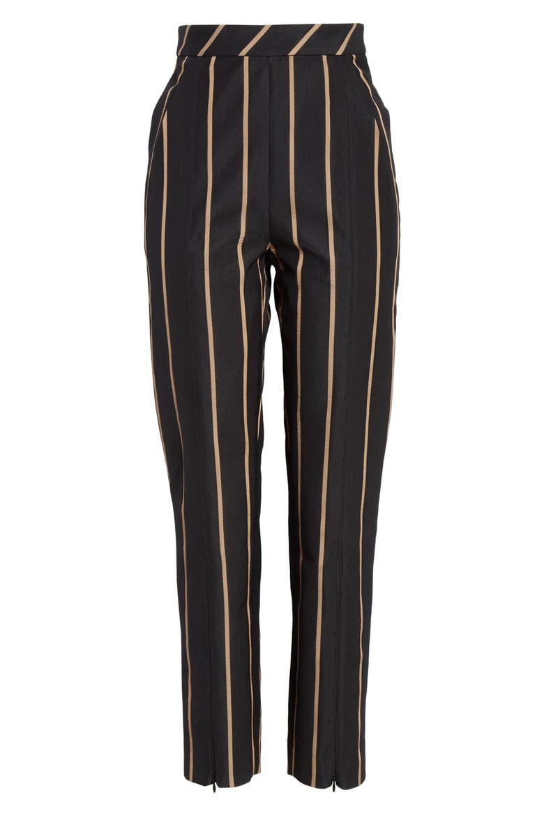 Stripe Crop Trouser, Alternate, color, BLACK/ BEIGE