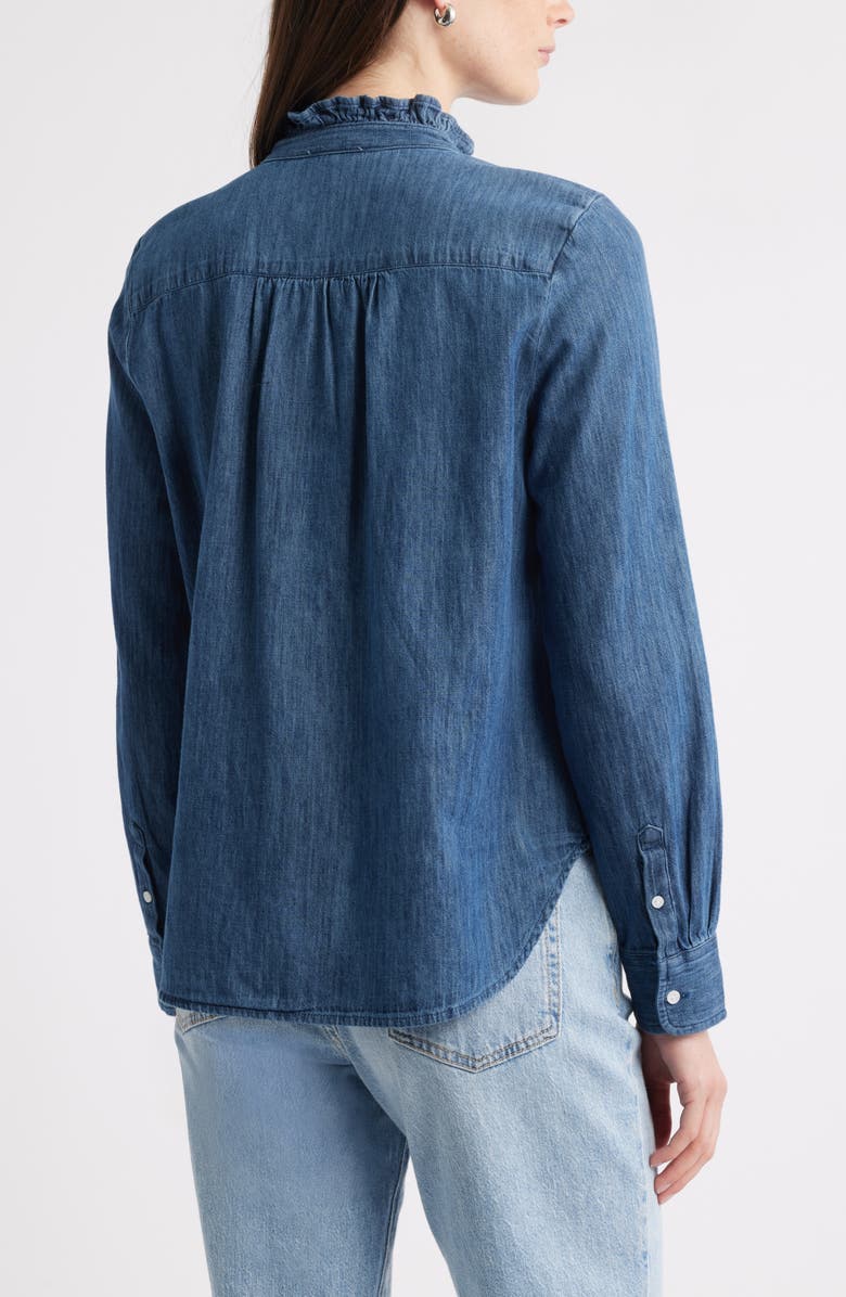 Caslon<sup>®</sup> Ruffle Chambray Top, Alternate, color, Dark Wash