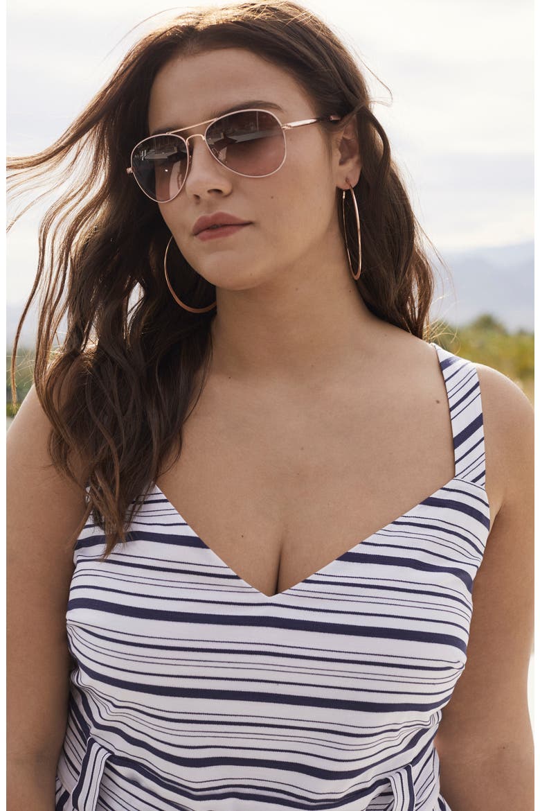 Alibi 59mm Metal Aviator Sunglasses, Alternate, color, ROSE GOLD- NUDE EPOXY