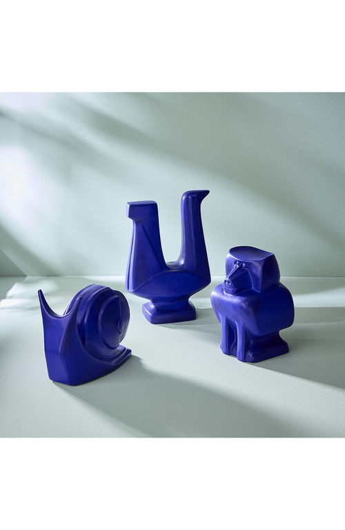 Jonathan Adler Bird Objet Stoneware Sculpture In Cobalt Blue
