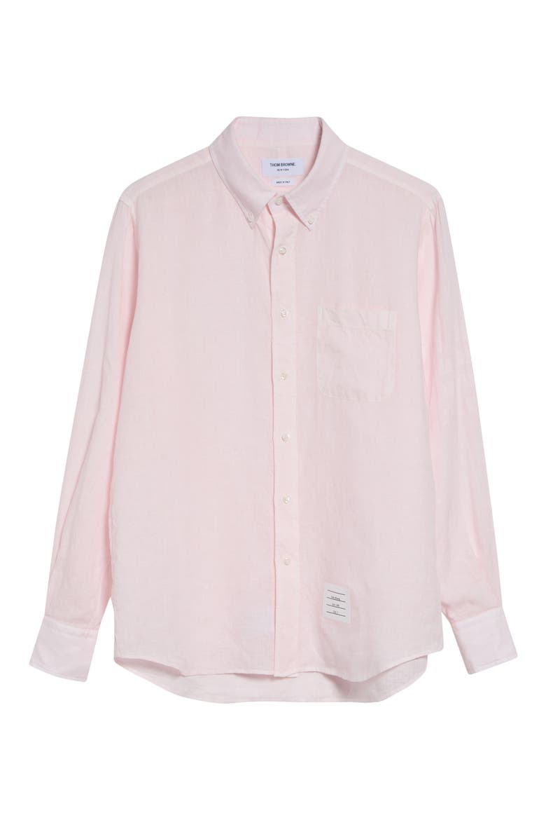 Straight Fit Garment Dye Linen Button-Down Shirt, Alternate, color, LIGHT PINK