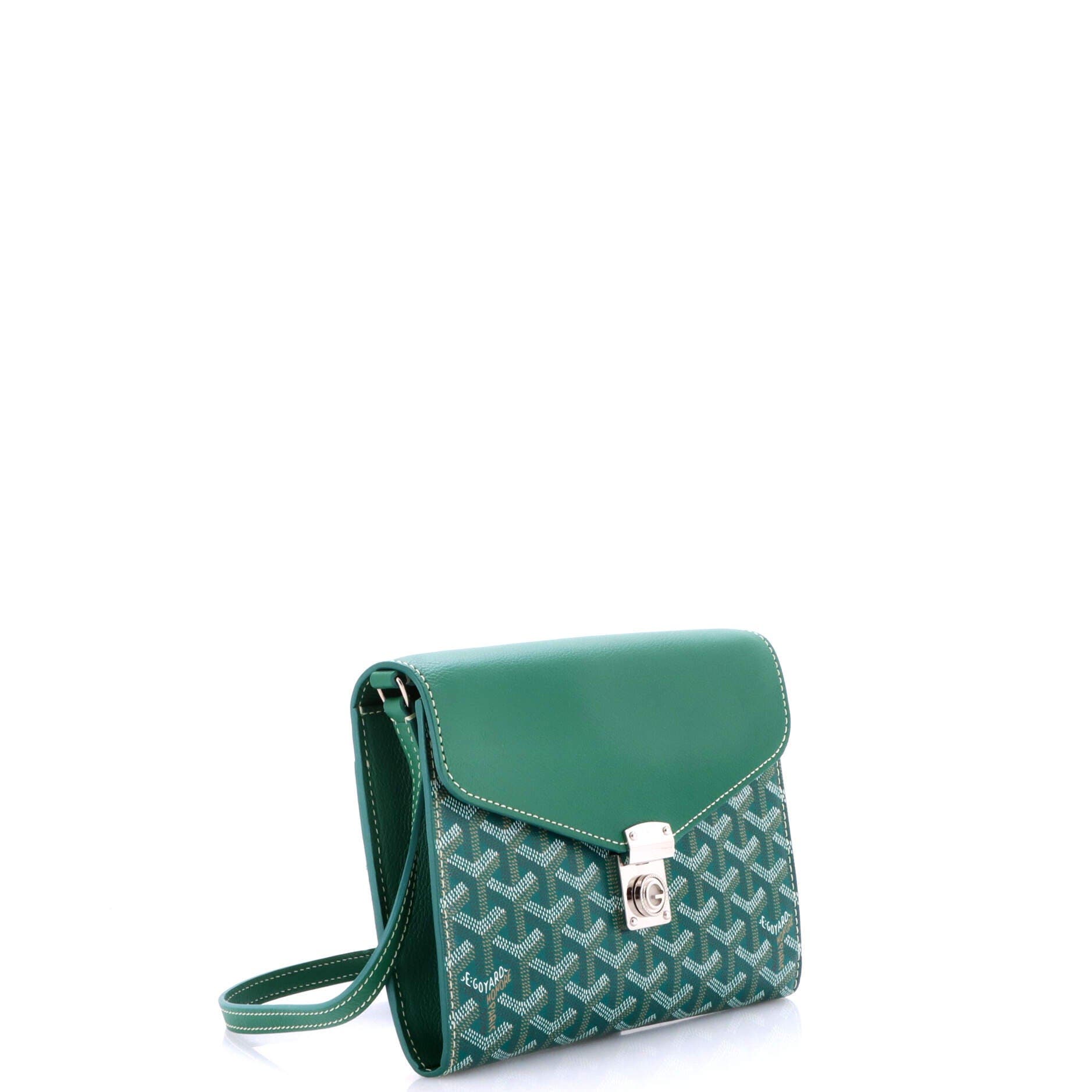 Pre-Owned Goyard Chypre Wallet on Strap Coated Canvas with Leather, Alternate, color, Green