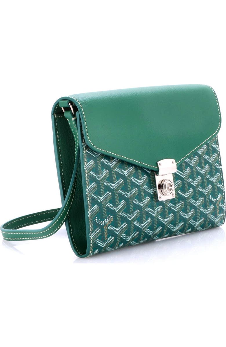 Pre-Owned Goyard Chypre Wallet on Strap Coated Canvas with Leather, Alternate, color, Green