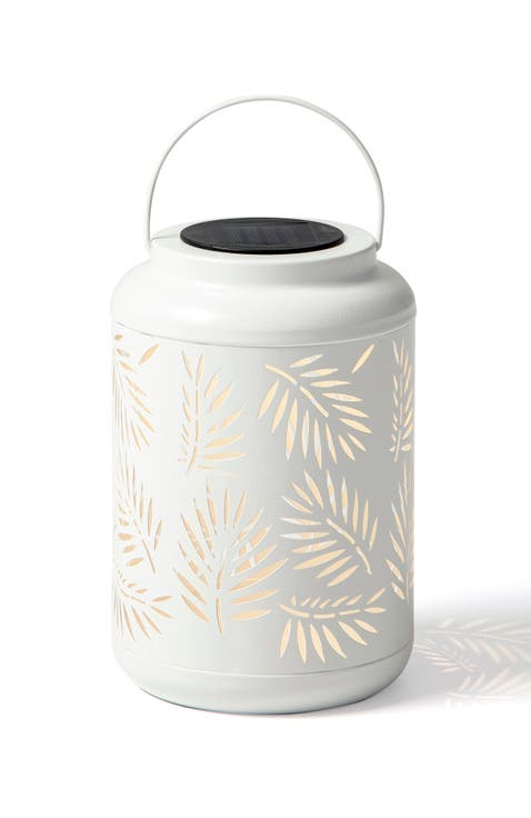 Metal Cutout Leaf Solar Powered Outdoor Hanging Lantern with LED Light