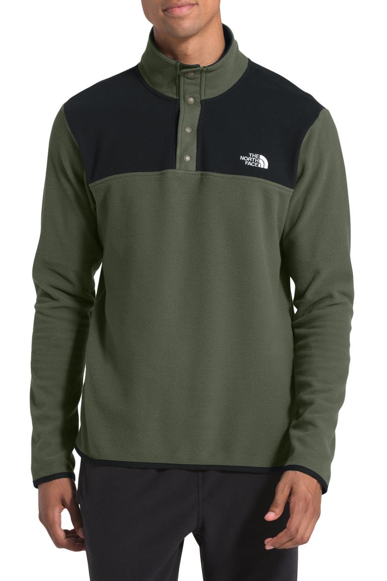 TKA Glacier Snap Neck Pullover, Main, color, NEW TAUPE GREEN/ TNF BLACK