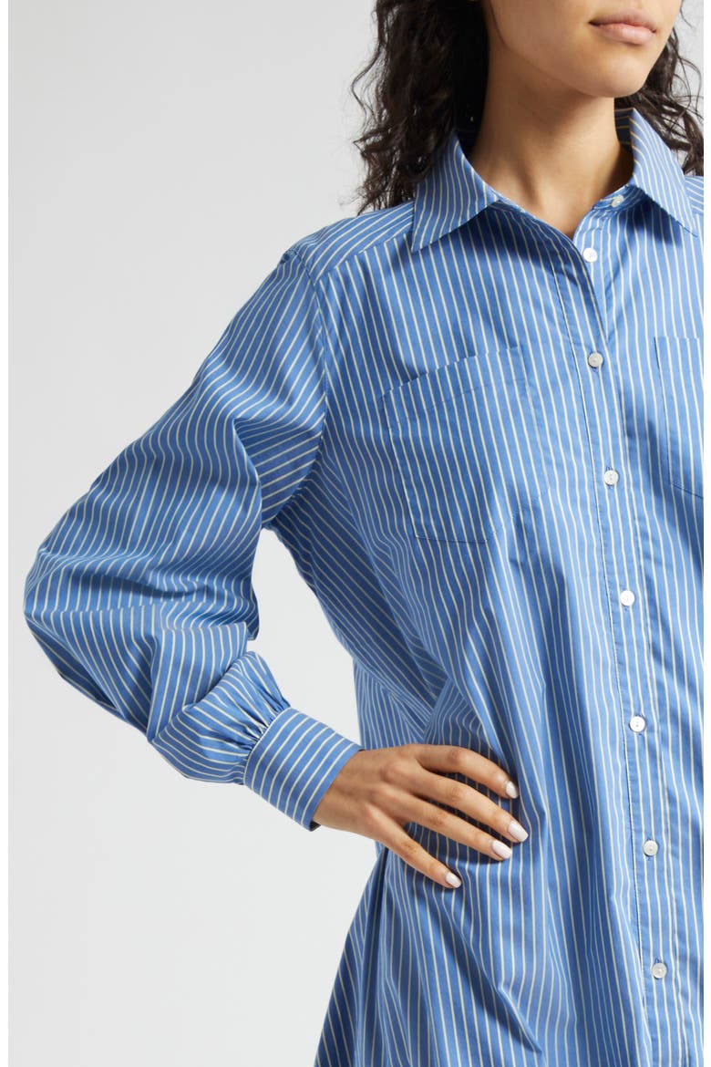 Sutton Stripe Balloon Hem Long Sleeve Shirtdress, Alternate, color, OXFORD BLUE/ CHAMOMILE