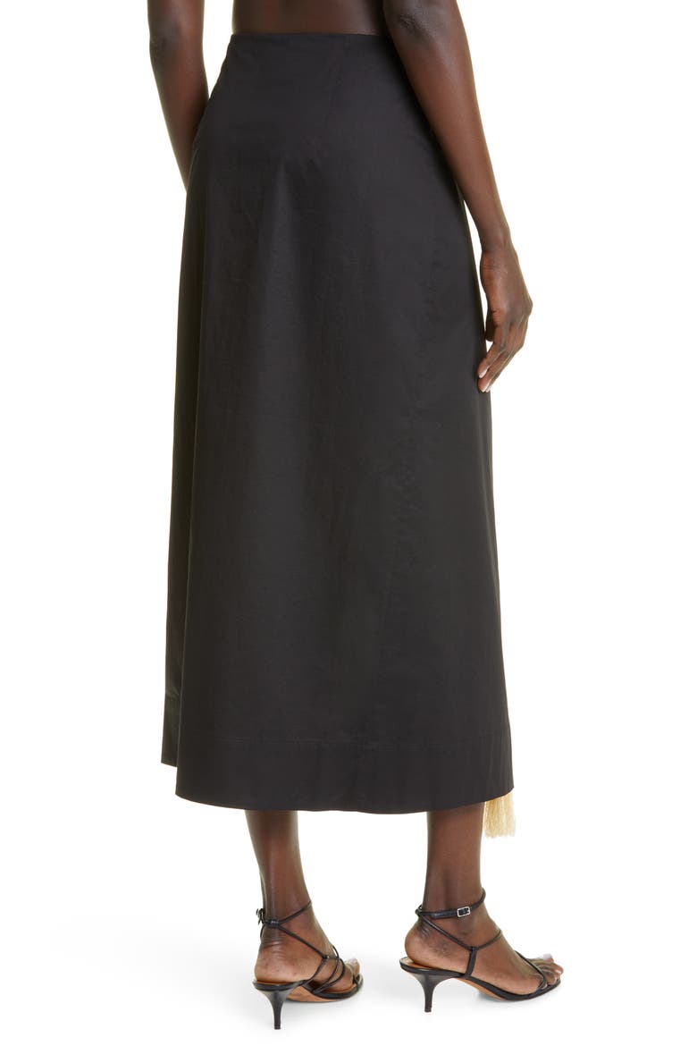 Del Mar Rope Trim Wrap Midi Skirt, Alternate, color, BLACK
