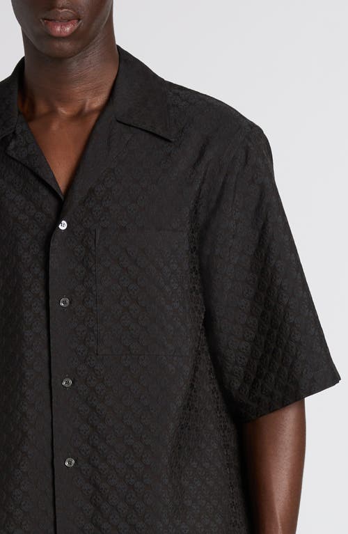 Alexander Mcqueen Camp Collar Hawaiian Black Viscose Shirt In Black/black