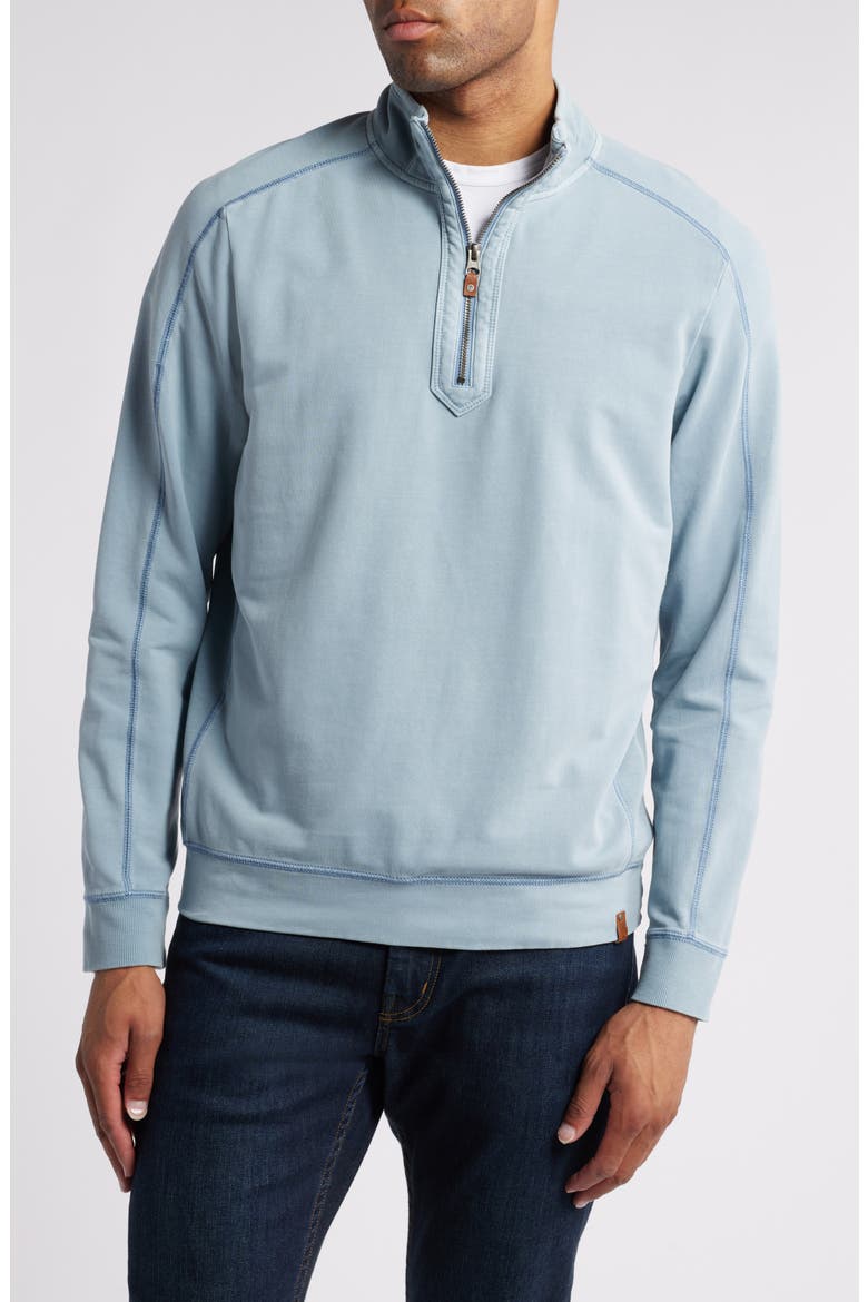 French Terry Half Zip Pullover, Main, color, NORSE BLUE