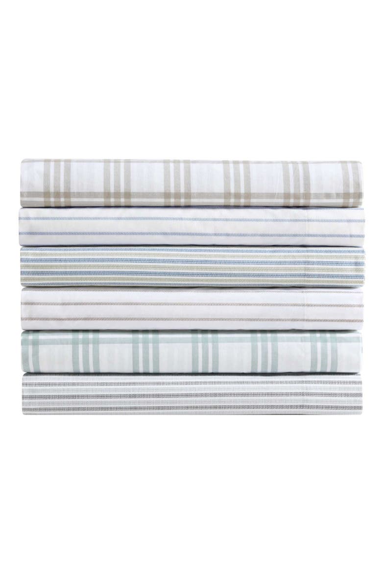 Basic Plaid Sheet Set, Alternate, color, WHITE/ SADDLE BEIGE