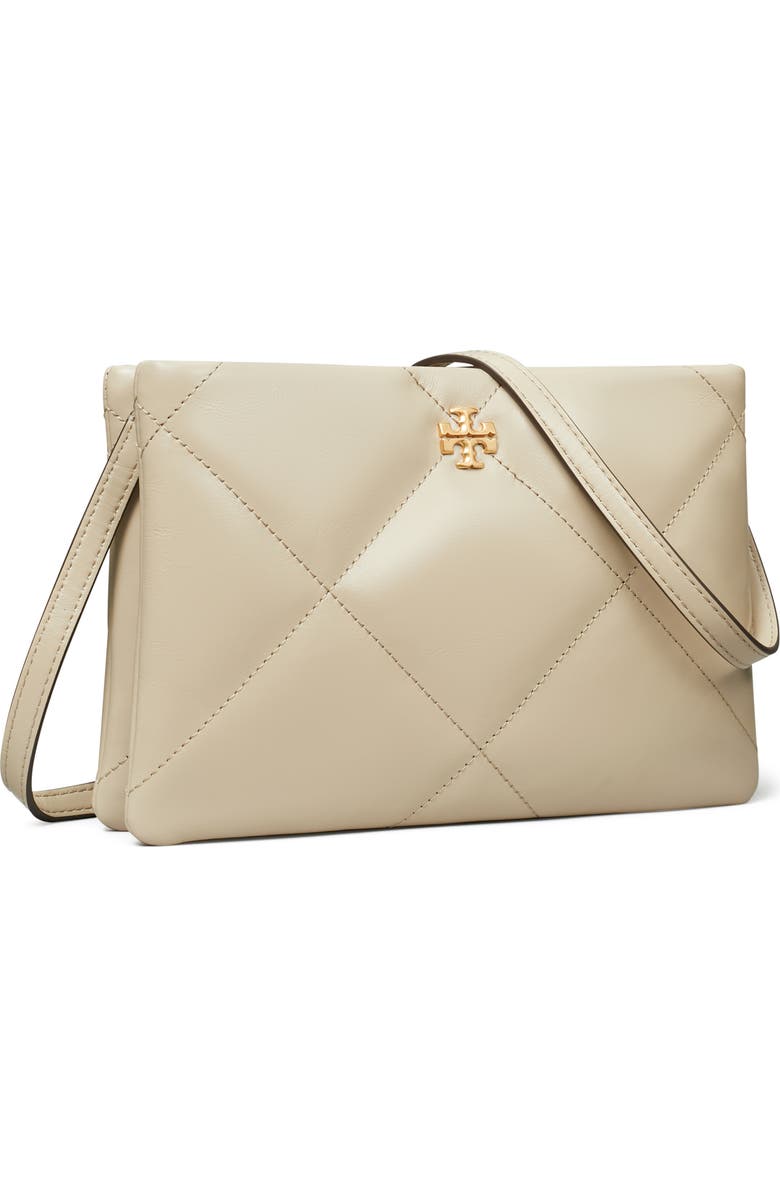Tory Burch Kira Diamond Quilted Leather Crossbody Bag, Alternate, color, Light Stone