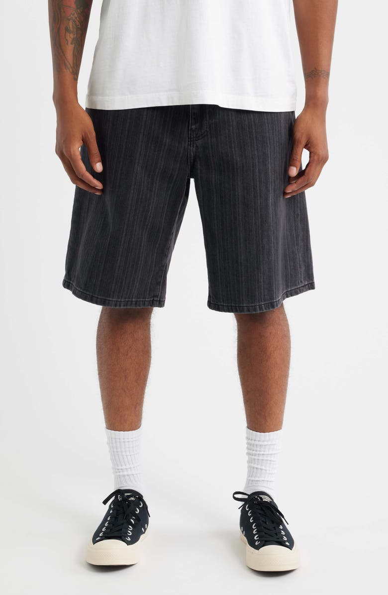 Carhartt Work In Progress Rylan Loose Fit Stripe Cotton Denim Shorts, Main, color, Rylan Stripe Black Stone