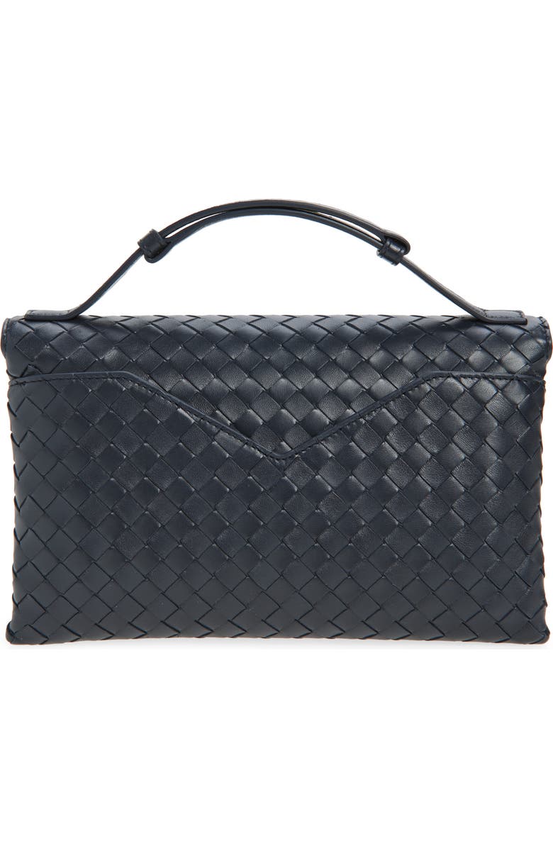 Bottega Veneta Knot Lock Intrecciato Leather Shoulder Bag, Alternate, color, 4338 Midnight-Muse Brass