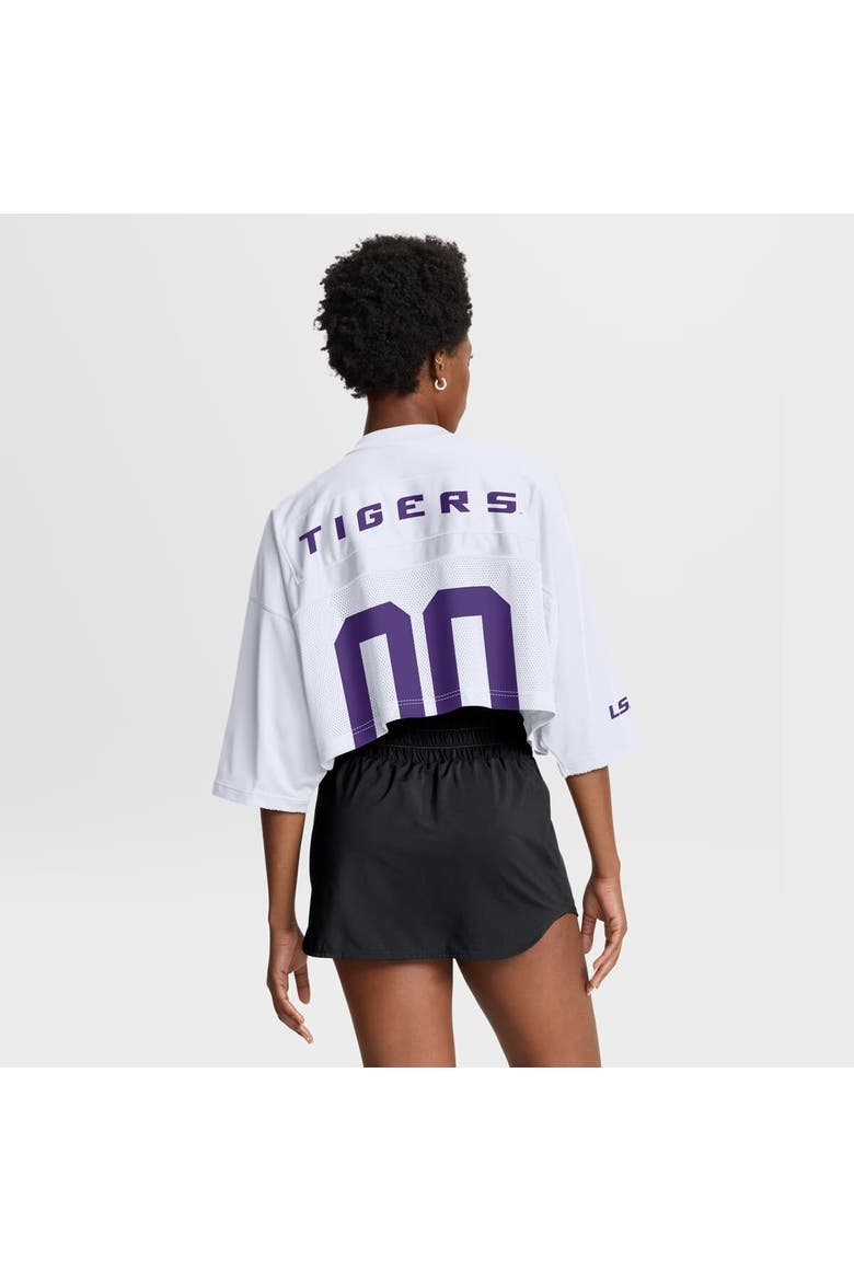 Women's Nike White LSU Tigers Cropped Mesh Dri-FIT Fashion Jersey, Alternate, color, White